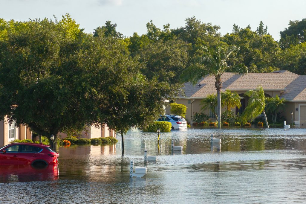 View of flood water damage in florida